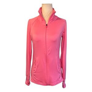 Danskin Now Full Zip Running Track Jacket Hot Pink Stretch Knit Long Sleeve XS
